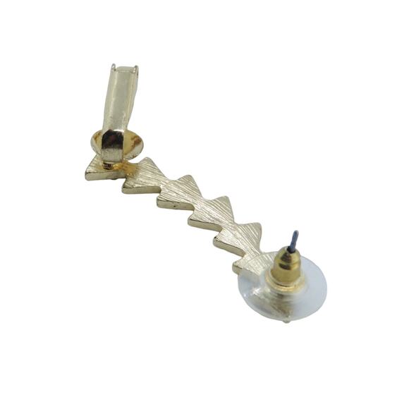 Anthropologie Gold Rhinestone Ear Crawler Triangle Geometric Ear Cuff Abstract - Picture 4 of 4